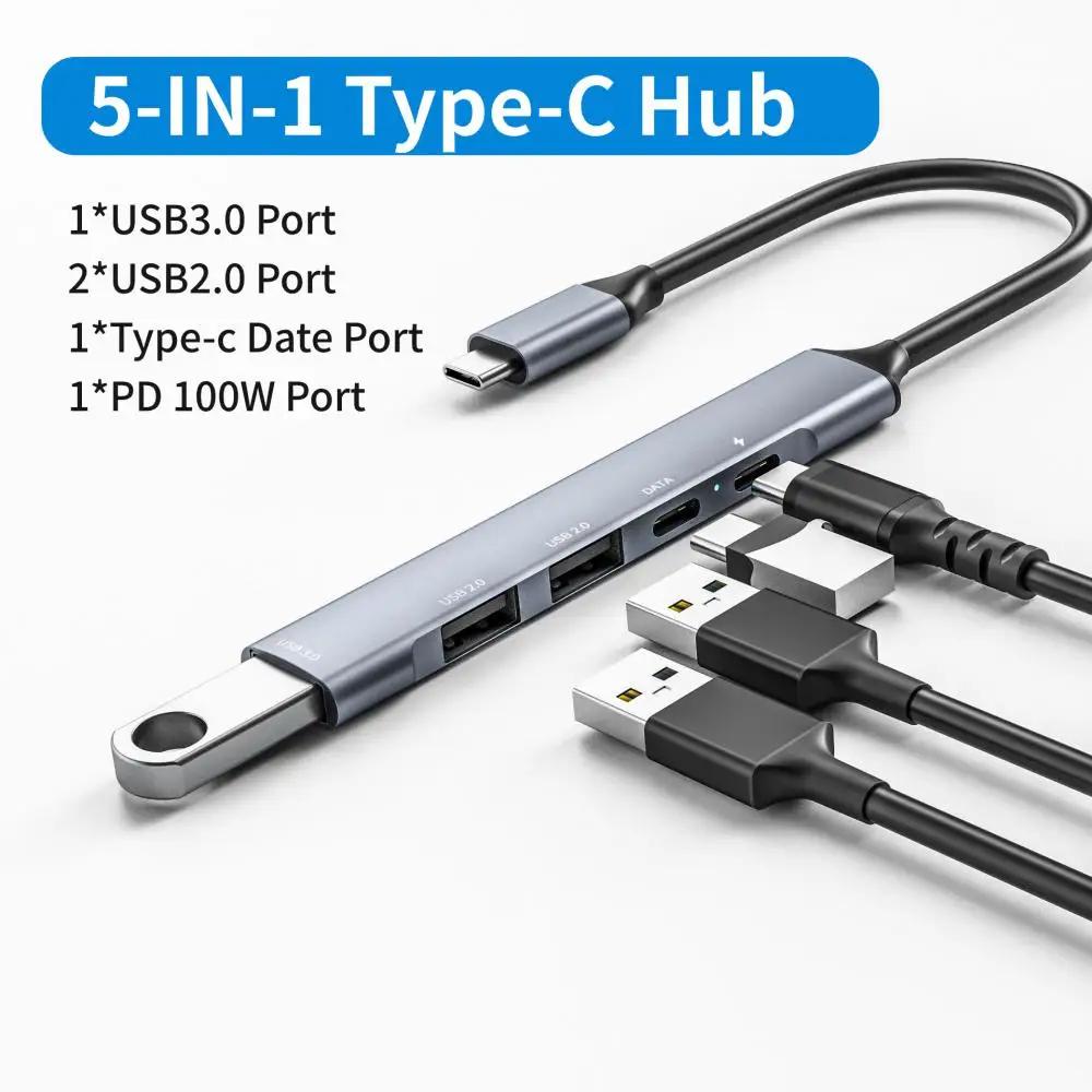 RYRA USB-C Ȯ ũ, USB 3.0 USB-C 5 Ʈ Ƽ ø , ƺ PC Ʈ  PD 65W  